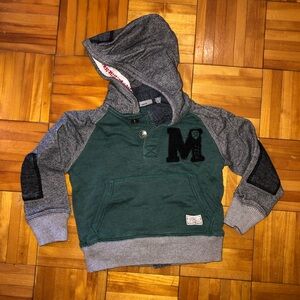 Kids Green and Gray Hoodie with faux shirt inside